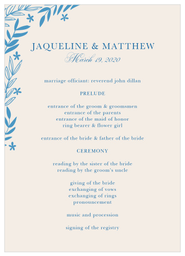 Organize your outdoor wedding with the Spring Garden Wedding Programs.