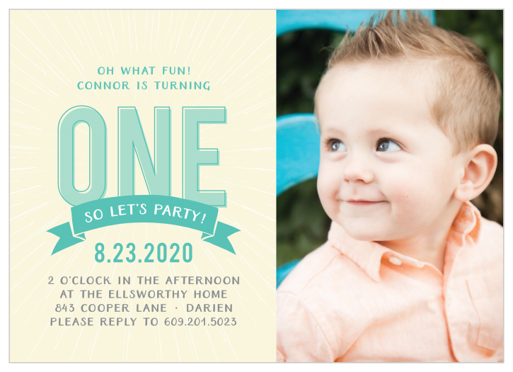 Invite friends and family to the party of the year with Glowing Little Boy First Birthday Invitations.