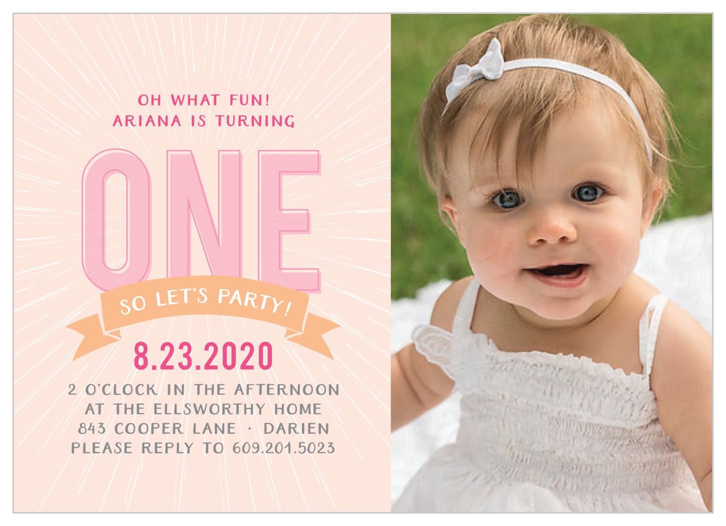 Glowing Little Girl First Birthday Invitations