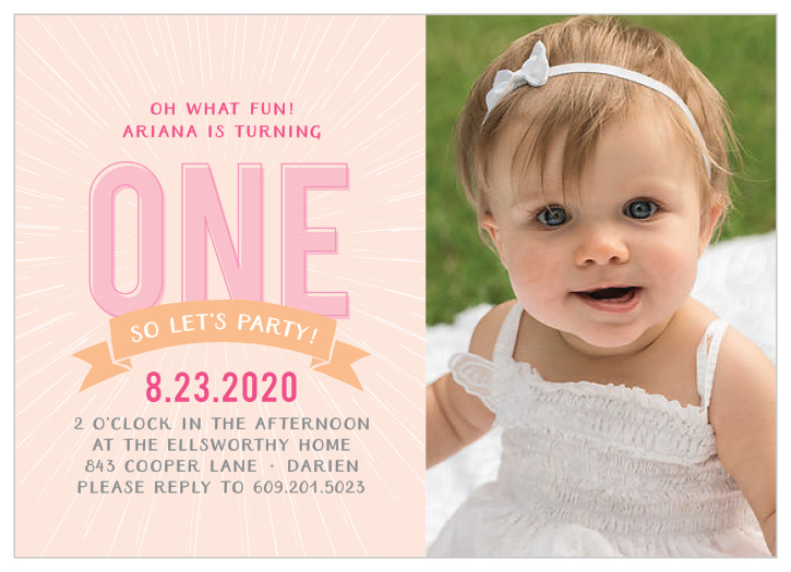 Invites friends and family to the party of the year with Glowing Little Girl First Birthday Invitations.