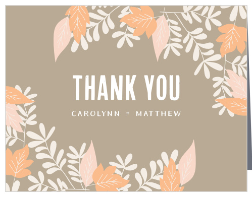 Finish your wedding stationery with the Autumn Foliage Thank You Cards.