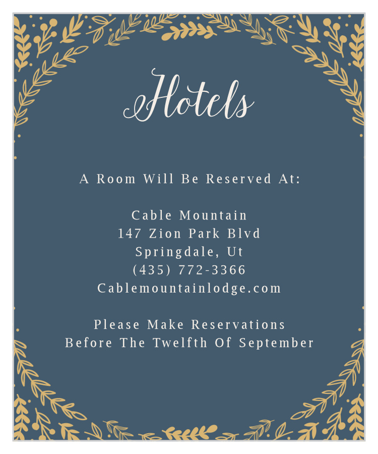 Romantic Evergreen Foil Accommodation Cards