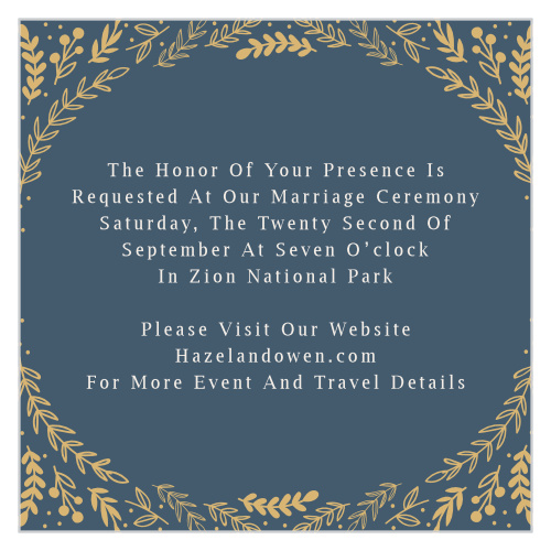 A border of graceful greenery accents your text on the Romantic Evergreen Foil Ceremony Cards.