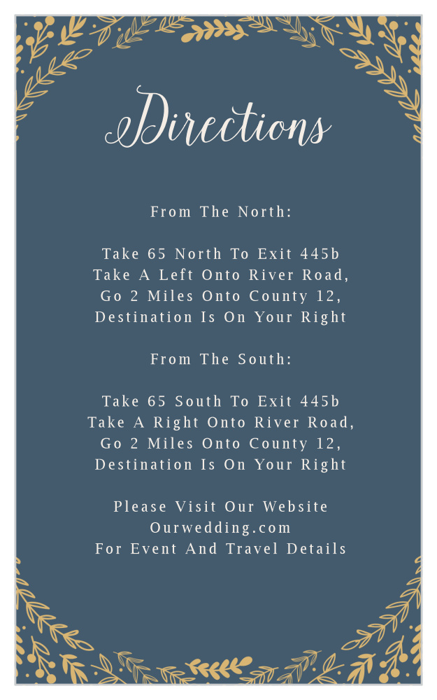 Romantic Evergreen Foil Direction Cards
