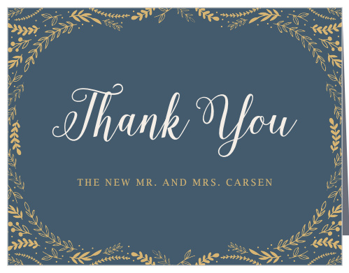 Romantic Evergreen Foil Wedding Thank You Cards