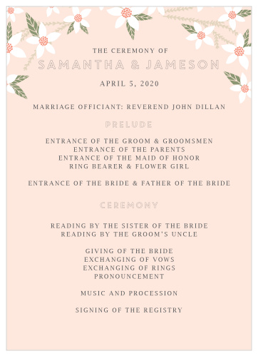 The Darling Daisies Wedding Programs are an easy way to keep your ceremony on schedule.