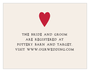 Direct guests to your wedding wish list with the casino-themed Lady Luck Registry Cards.