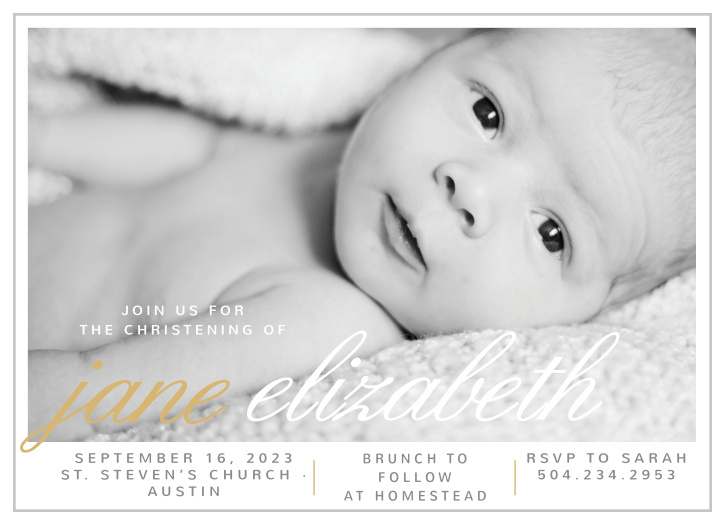 Create chic invitations for your child’s baptism with La Moderne Foil Baptism Invitations.