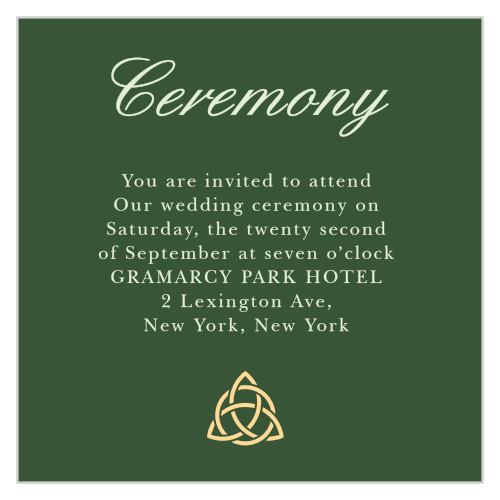 Customize the Celtic Dream Ceremony Cards as invites to your wedding ceremony, as rehearsal dinner invitations, or for any other details, you feel guests should have.