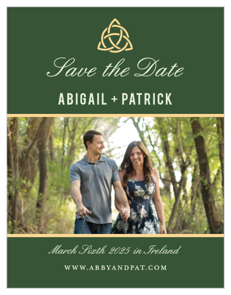 A woven knot gives the Celtic Dream Save-the-Date Cards a timeless appeal. 