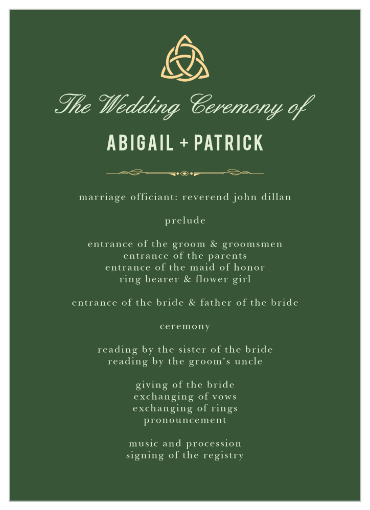 Celtic Dream Wedding Programs
