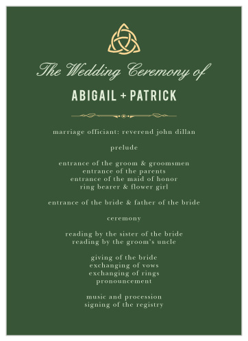 Keep your wedding on track with the Celtic Dream Wedding Programs.