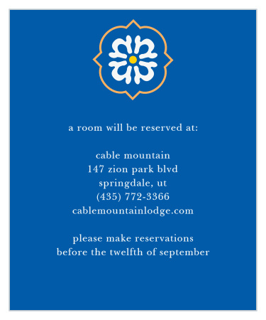 Give guests hotel and other pertinent travel information with the Spanish Tile Accommodation Cards.