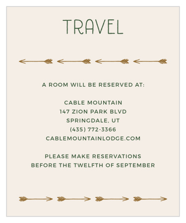 Trendy arrows make a fun border on the Summer Camp Weekend Accommodation Cards.