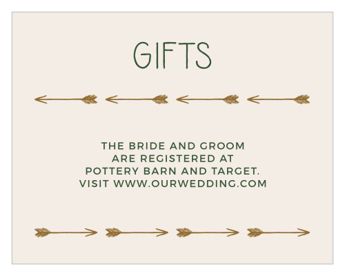 Help guests find your wedding wish list with the Summer Camp Weekend Registry Cards.