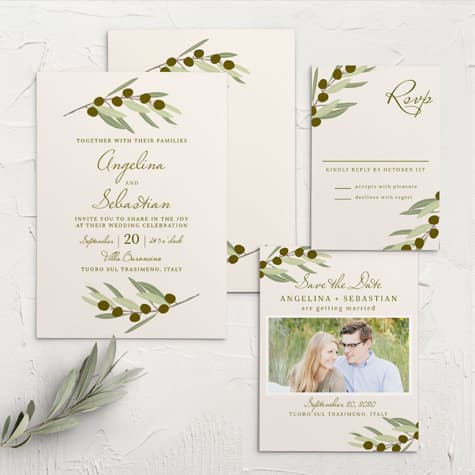 Mediterranean Romance Wedding Invitations