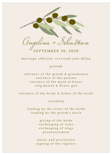 Mediterranean Romance Wedding Programs
