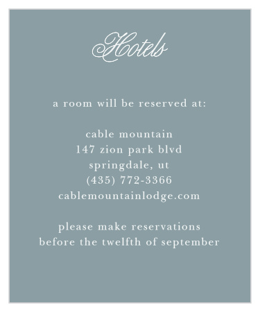 Help guests plan for your California wedding with the Golden Gate Accommodation Cards.