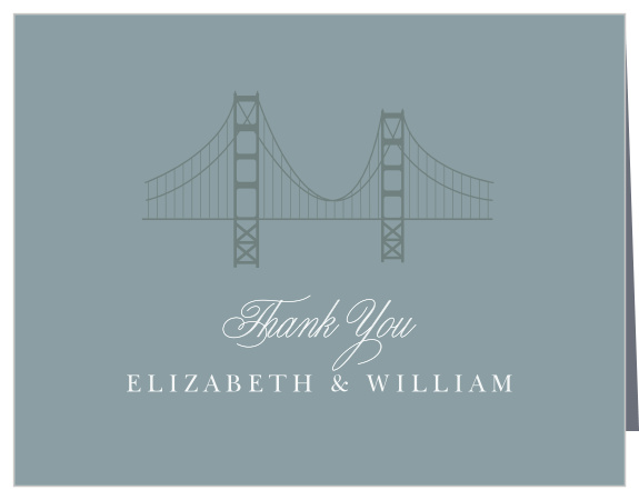 Thank the friends and family who attended your California Wedding with the Golden Gate Thank You Cards.