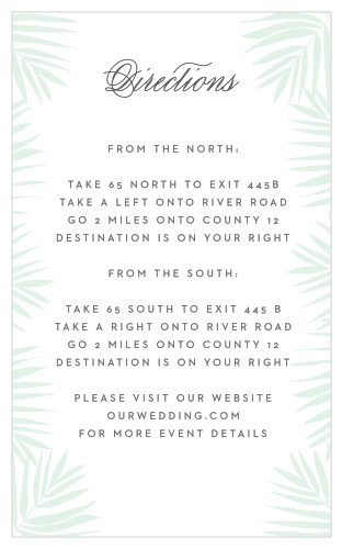 Delicate palm fronds fan either side of the Palm Beach Direction Cards.