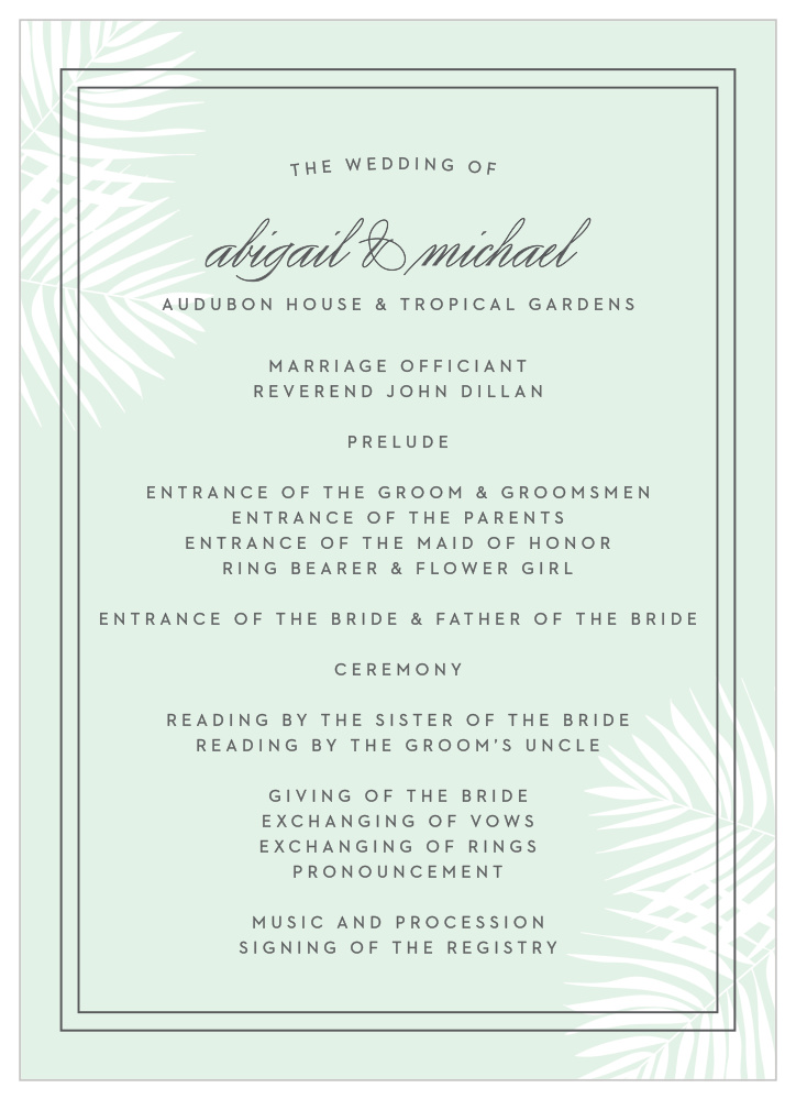Palm Beach Wedding Programs