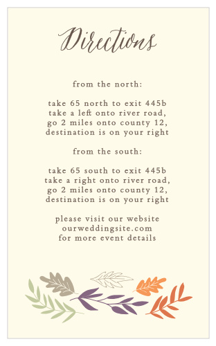 Let guests know the best route to get to your wedding venue with the Fall Harvest Direction Cards.