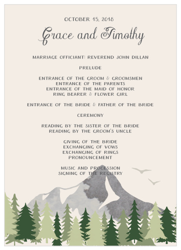 Forest Escape Wedding Programs