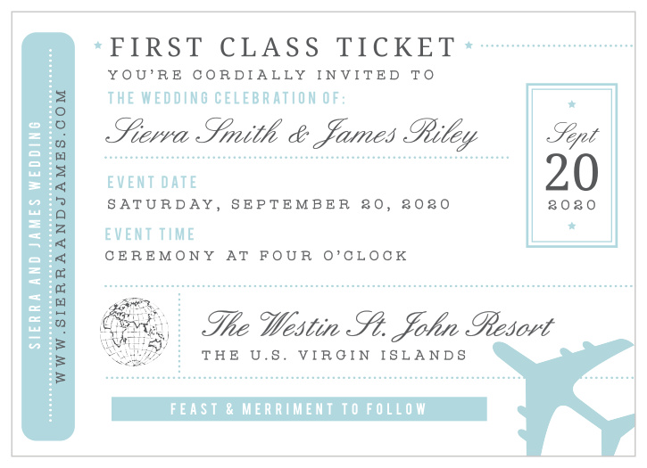 Give guests the ticket to your destination wedding with the Bon Voyage Wedding Invitation Suite. 