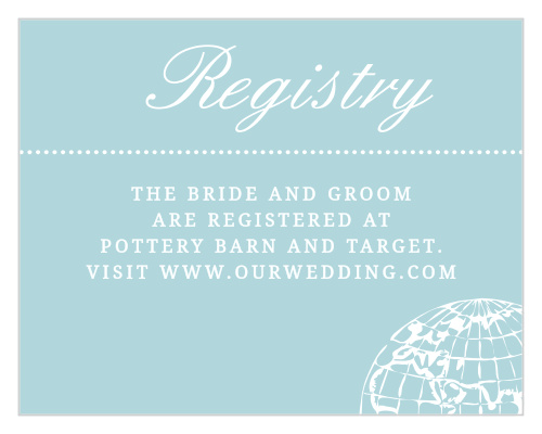 The fun, chic design of the Bon Voyage Registry Cards complements the rest of the Bon Voyage Wedding Invitation Suite.