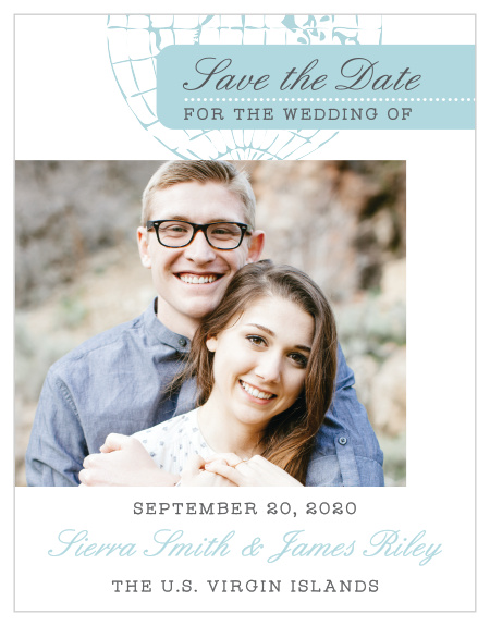 Announce your jet set wedding with the Bon Voyage Save-the-Date Magnets.