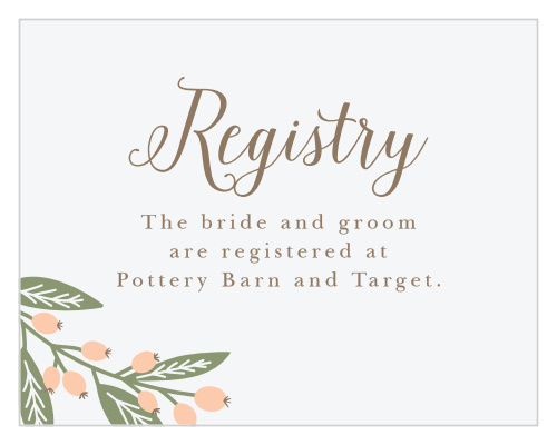 Direct guests to your wedding wish list with the Spring Berries Registry Cards.