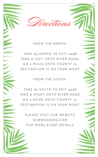 Help guests find your destination wedding venue with the Tropical Flamingo Direction Cards.
