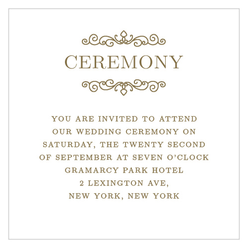 Beautifully ornate scrolls frame the title of the Caribbean Palm Ceremony Cards.