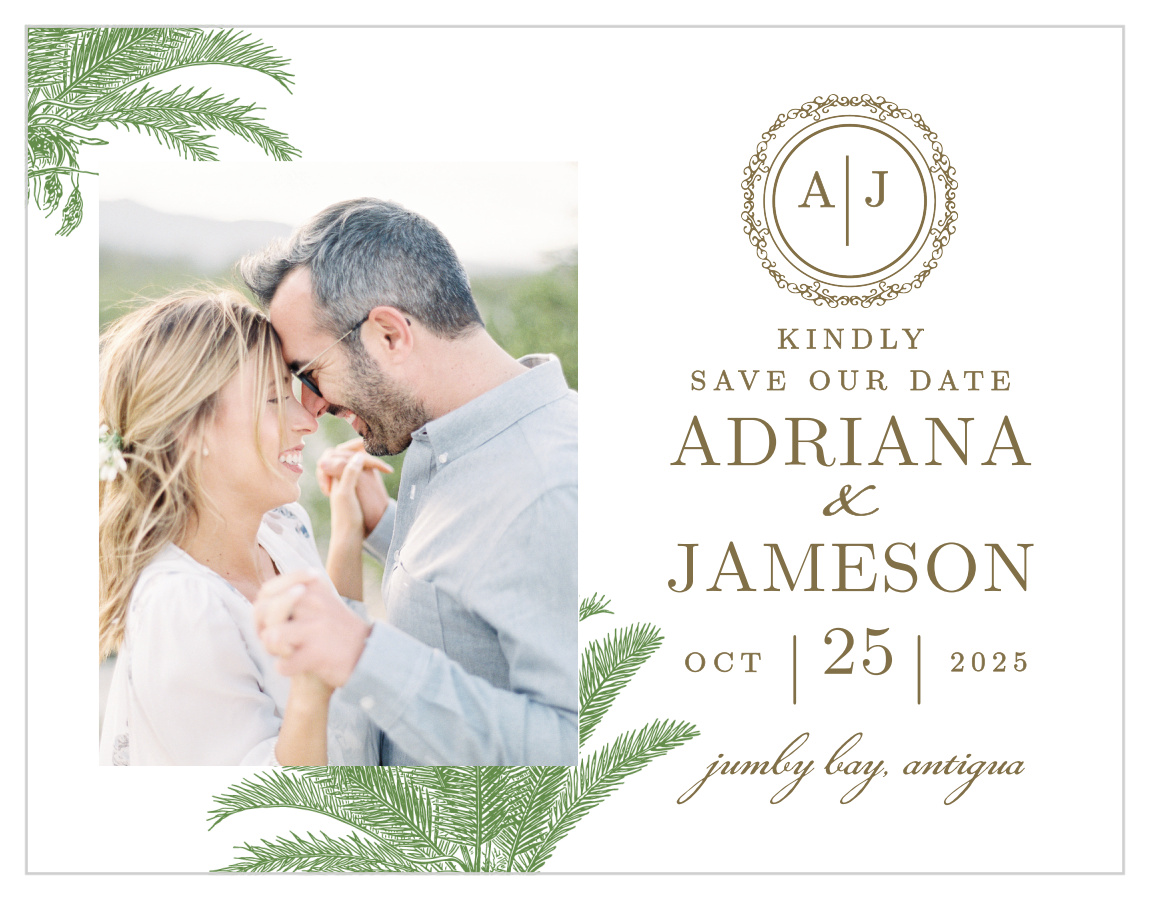 Caribbean Palm Save the Date Cards