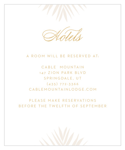 Create you truly custom stationery with the Palm Beach Foil Accommodation Cards.