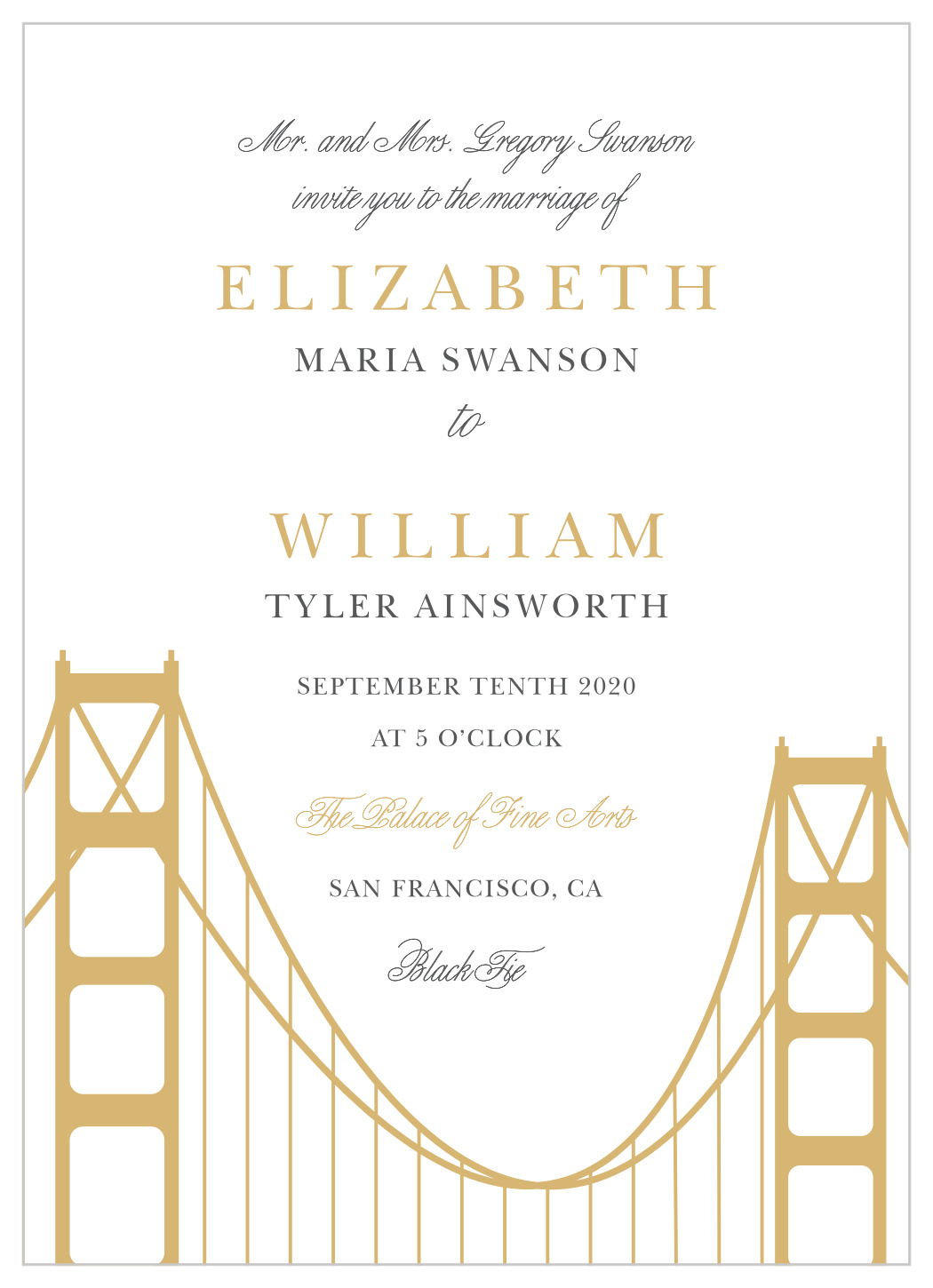 Golden Gate Foil Wedding Invitations
