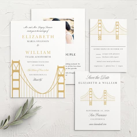 Golden Gate Foil Wedding Invitations