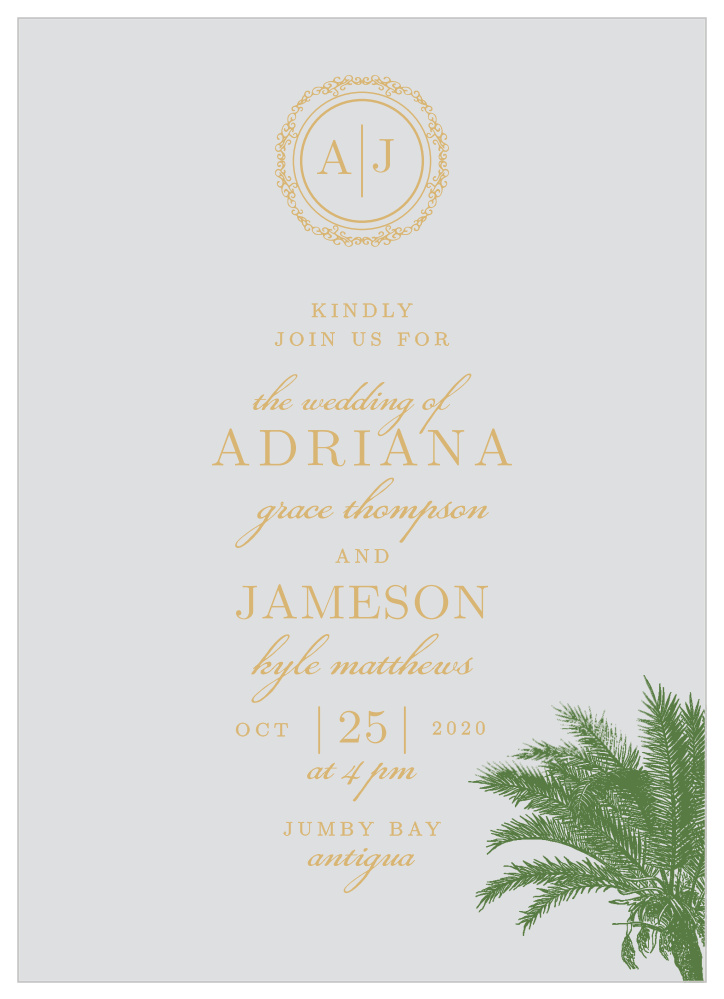 Caribbean Palm Foil Wedding Invitations