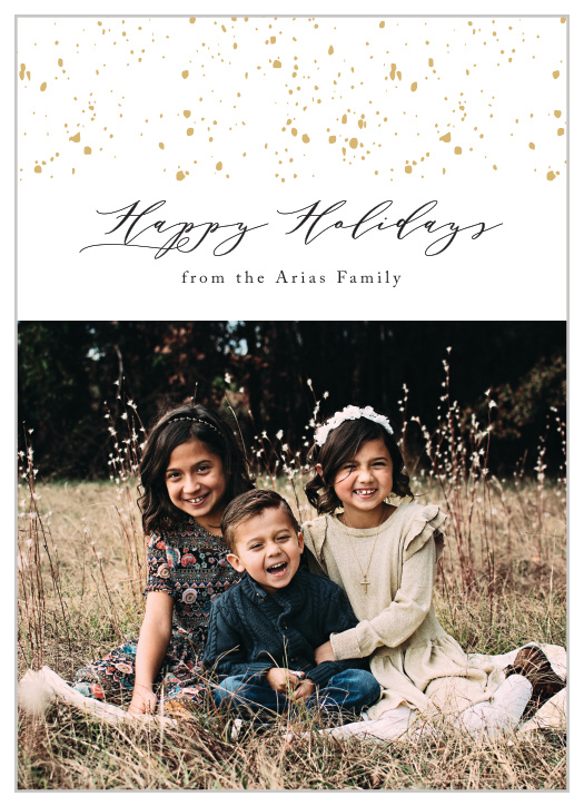 Give the gift of festive spirit to your family and friends with the modern look of our Swirling Lights Tall Holiday Cards.