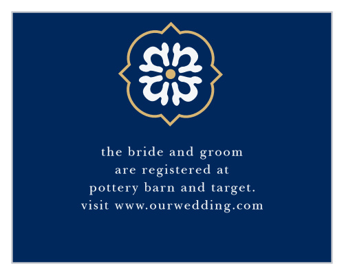 A vibrant, stylized flower with gold or silver foil accents rests at the top of the Spanish Tile Foil Registry Cards.