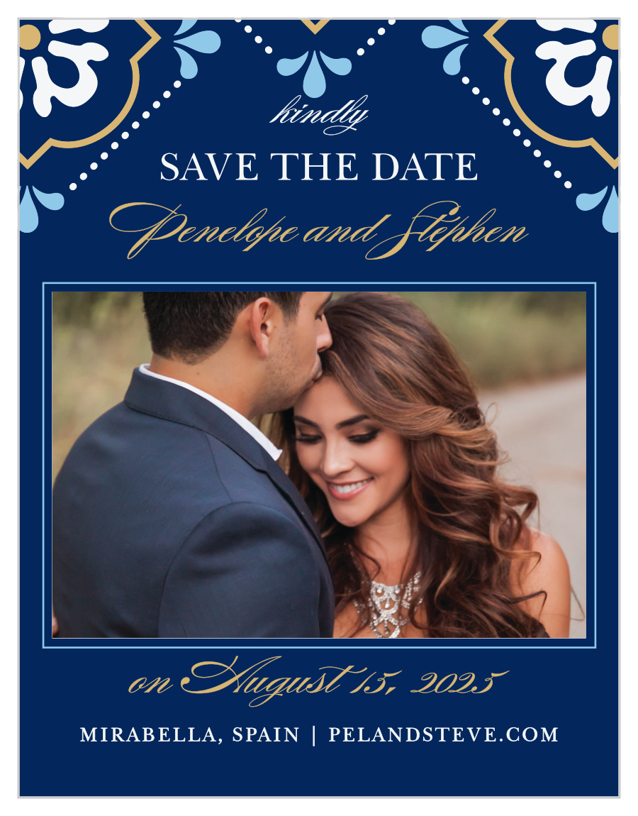 Spanish Tile Foil Save the Date Cards