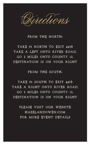 Ensure guests know how to find your casino-themed wedding venue with the Lady Luck Foil Direction Cards.