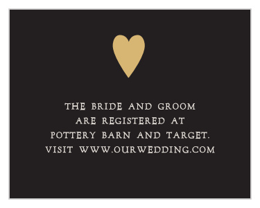 Direct guests to your wedding wish list with the casino-themed Lady Luck Foil Registry Cards.