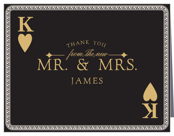 Finish your casino-themed wedding stationery with the Lady Luck Foil Thank You Cards.