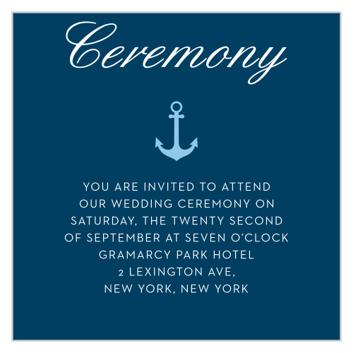 Give guests essential wedding day information with the Nautical Compass Ceremony Cards.