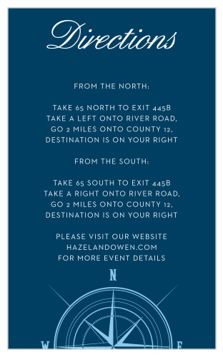 Help guests find your maritime wedding venue by including the Nautical Compass Direction Cards in your wedding stationery.