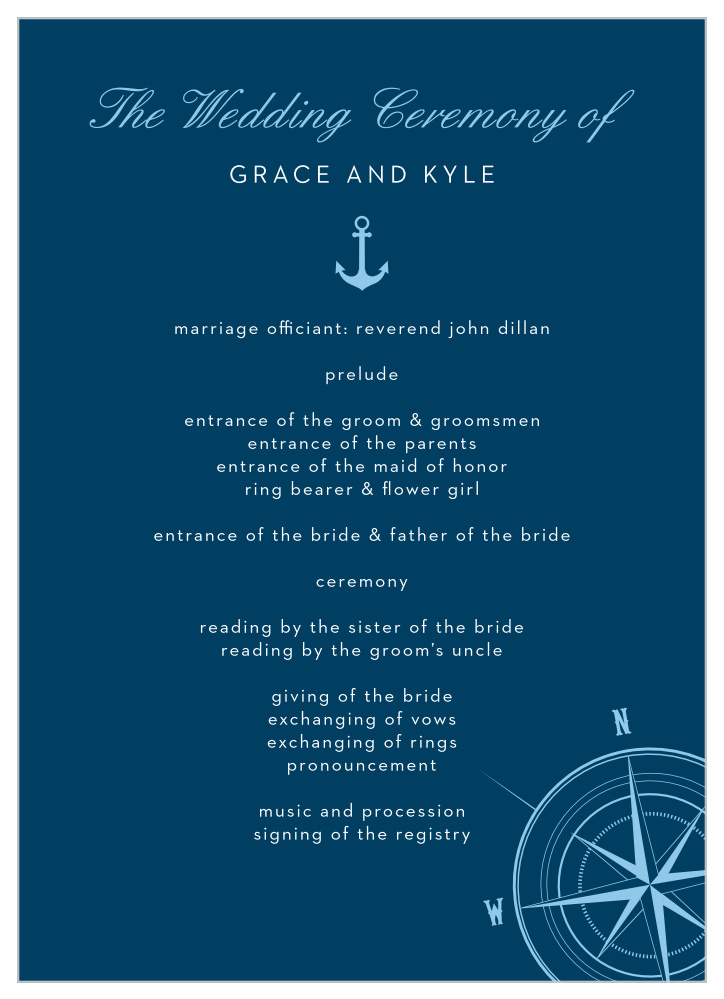 Nautical Compass Wedding Programs