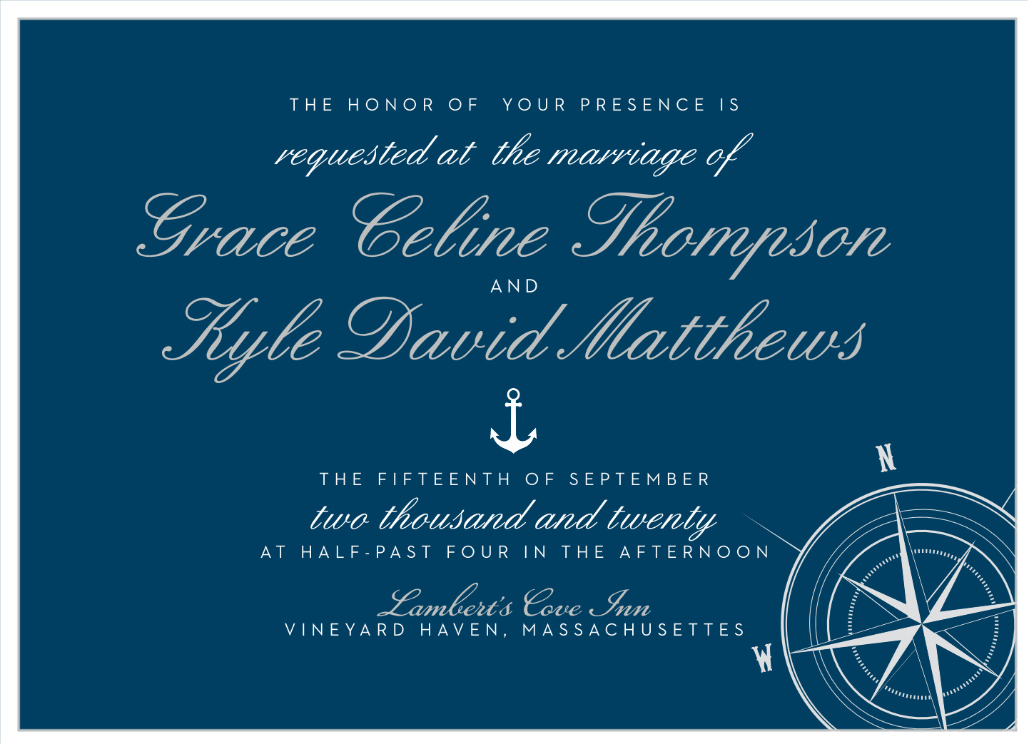 Nautical Compass Foil Wedding Invitations