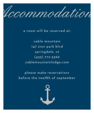 Do your guests have a place to stay? Make sure they do with the Nautical Compass Foil Accommodation Cards