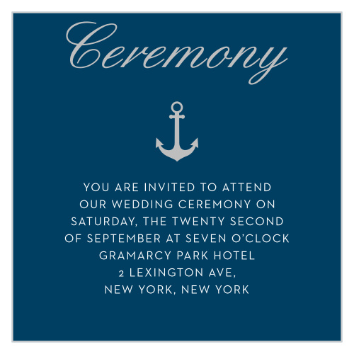 Give guests essential wedding day information with the Nautical Compass Foil Ceremony Cards.